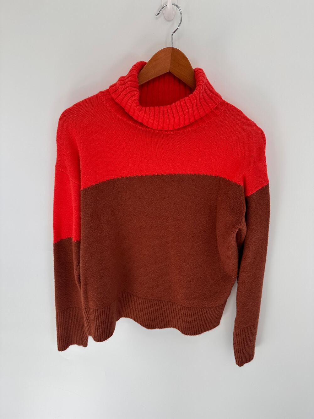 ANTHROPOLOGIE Colorblock Turtleneck Sweater // XS